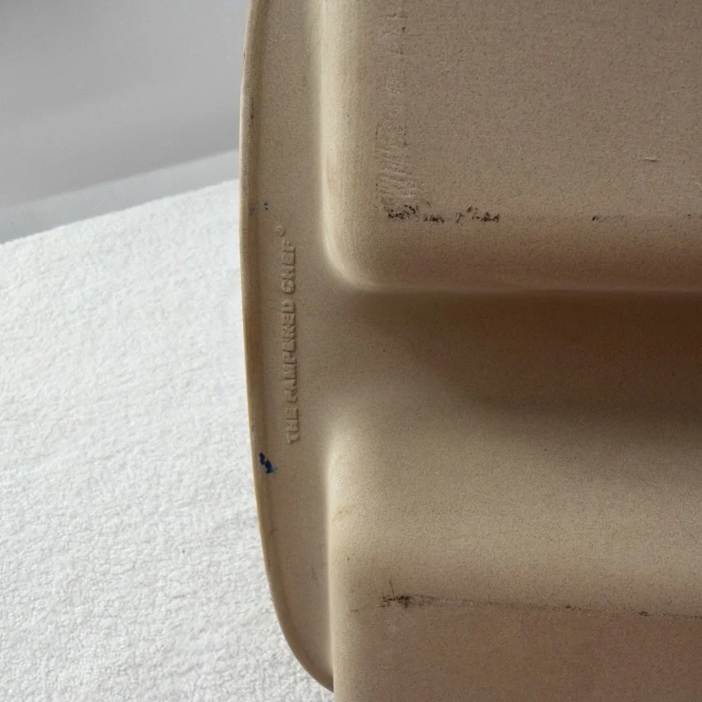 Pampered Chef Mini 4 Loaf Stoneware Bread Pan 15x9 Family Heritage